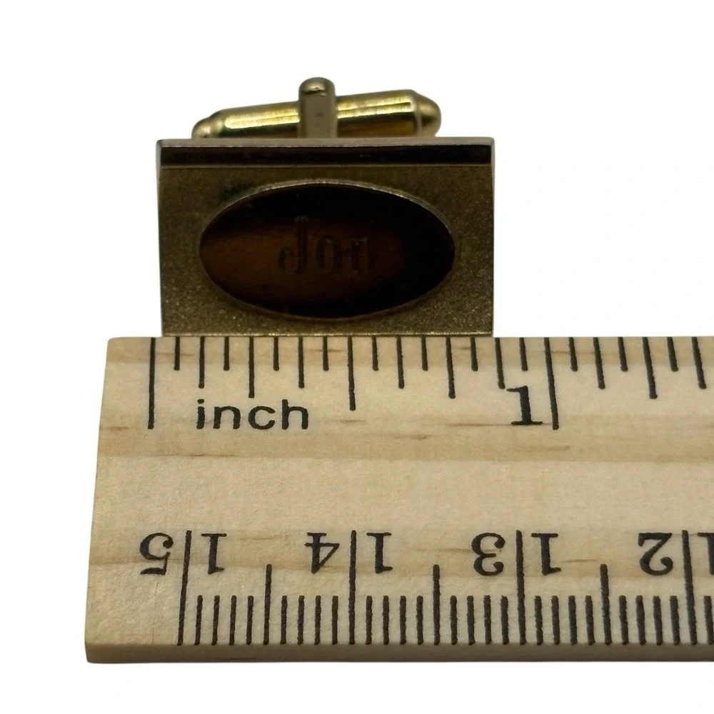 Jon Cuff Links Anson Monogram Personalized Engraved‎ Name Letter VTG Gold Tone